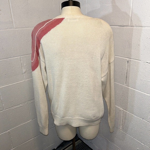 Vintage 80s Weathervane Rose Sweater L chunky oversized white slouchy - Picture 4 of 13